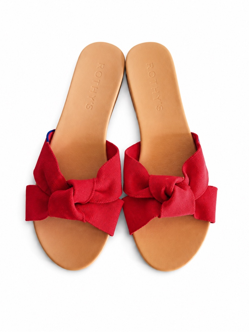 Rothy’s The Knot Candy Apple Red Bow Slide Sandals Size 7.5 EUC!